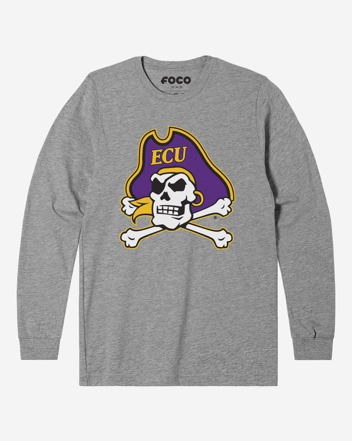 East Carolina Pirates Primary Logo Long Sleeve T-Shirt FOCO Athletic Heather S - FOCO.com