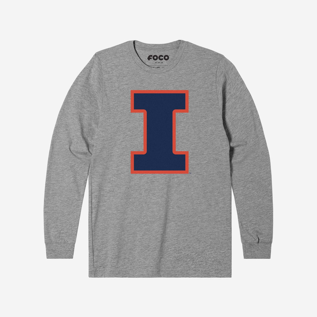 Illinois Fighting Illini Primary Logo Long Sleeve T-Shirt FOCO Athletic Heather S - FOCO.com