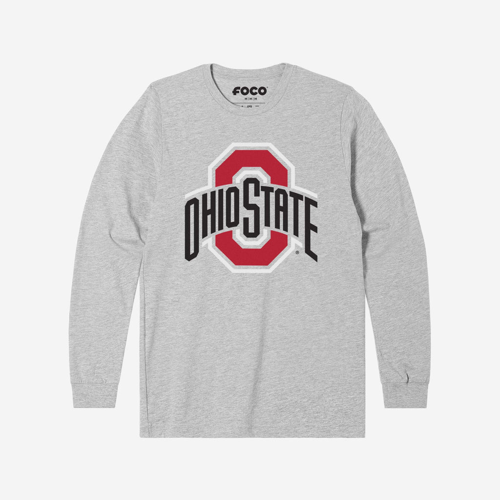 Ohio State Buckeyes Primary Logo Long Sleeve T-Shirt FOCO Athletic Heather S - FOCO.com