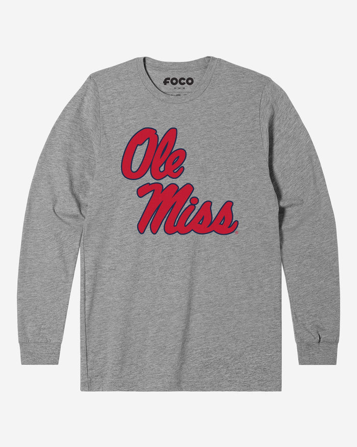 Ole Miss Rebels Primary Logo Long Sleeve T-Shirt FOCO Athletic Heather S - FOCO.com