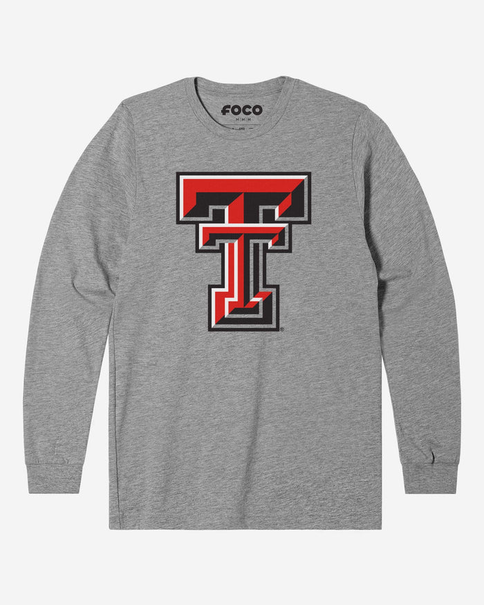 Texas Tech Red Raiders Primary Logo Long Sleeve T-Shirt FOCO Athletic Heather S - FOCO.com