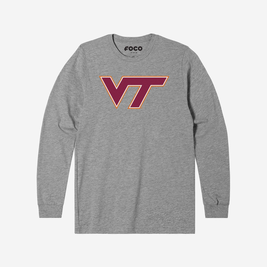 Virginia Tech Hokies Primary Logo Long Sleeve T-Shirt FOCO Athletic Heather S - FOCO.com