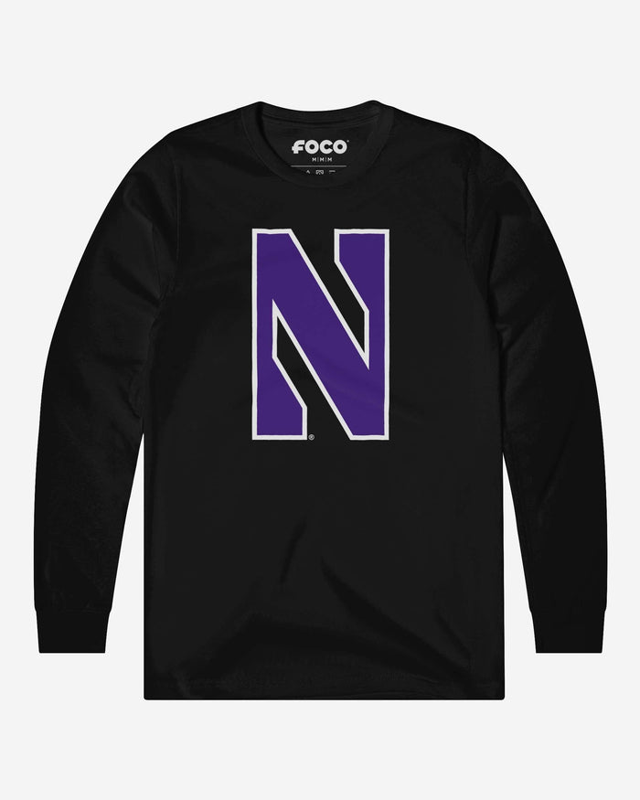 Northwestern Wildcats Primary Logo Long Sleeve T-Shirt FOCO Black S - FOCO.com