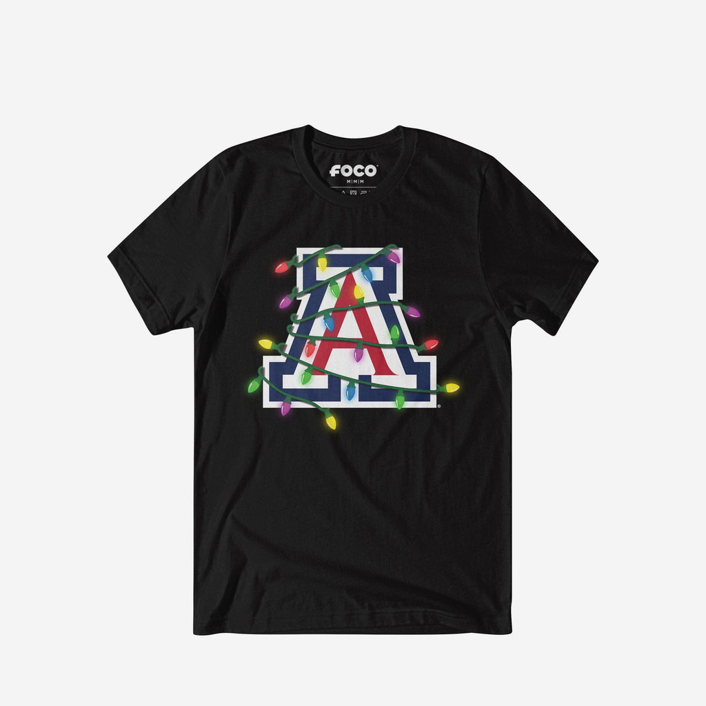 Arizona Wildcats Primary Logo Holiday Lights T-Shirt FOCO S - FOCO.com