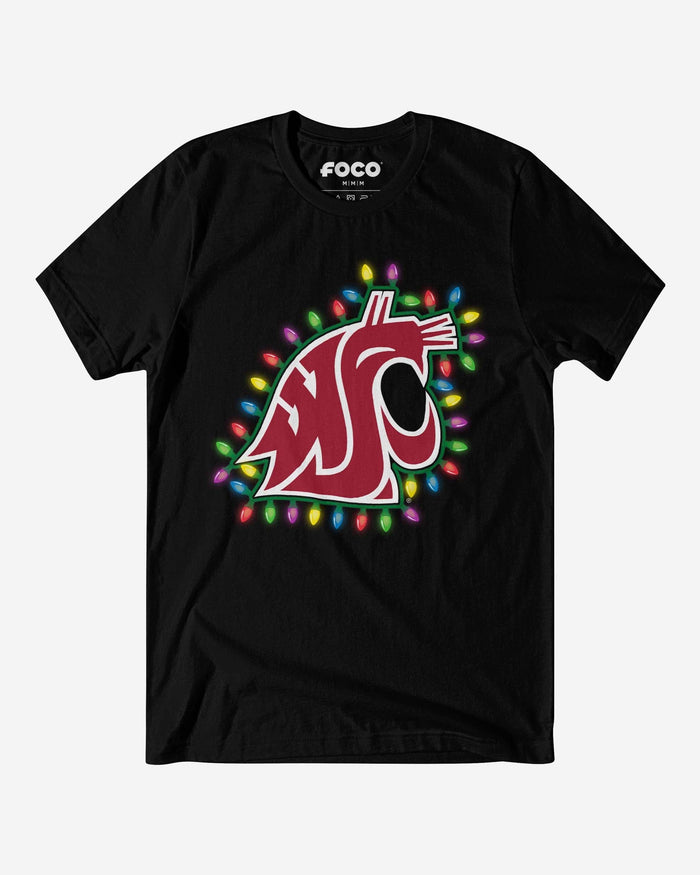 Washington State Cougars Primary Logo Holiday Lights T-Shirt FOCO S - FOCO.com