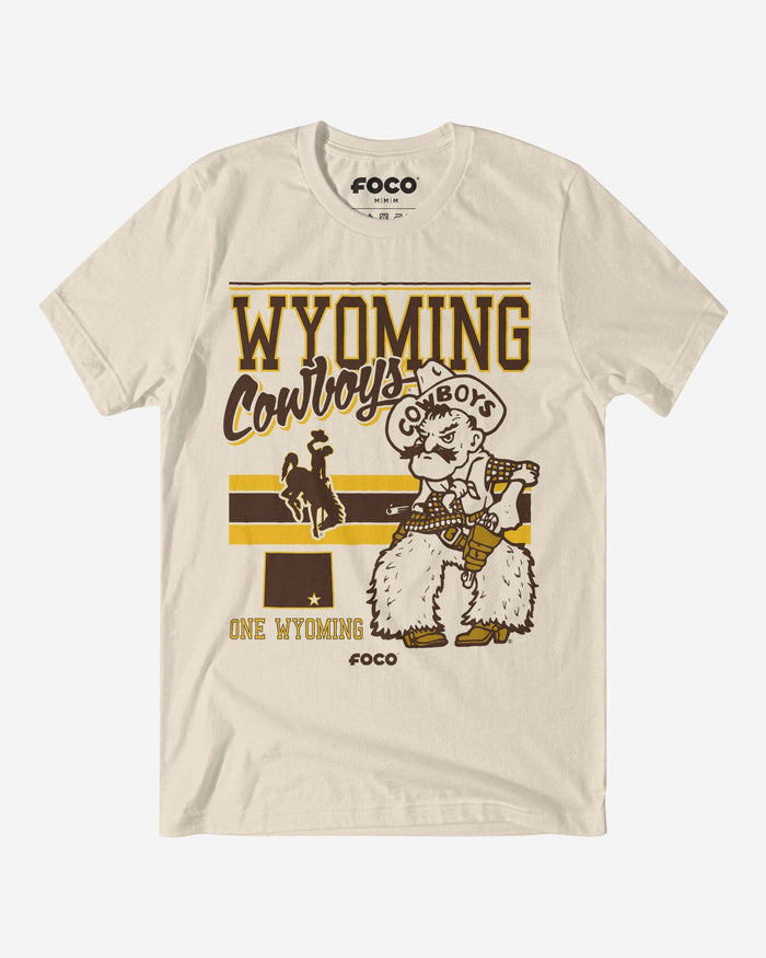 Pistol Pete Wyoming Cowboys Retro Logo Mascot T-Shirt FOCO S - FOCO.com