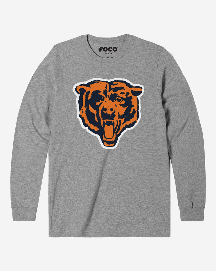 Chicago Bears 1963 Retro Logo Long Sleeve T-Shirt FOCO Athletic Heather S - FOCO.com