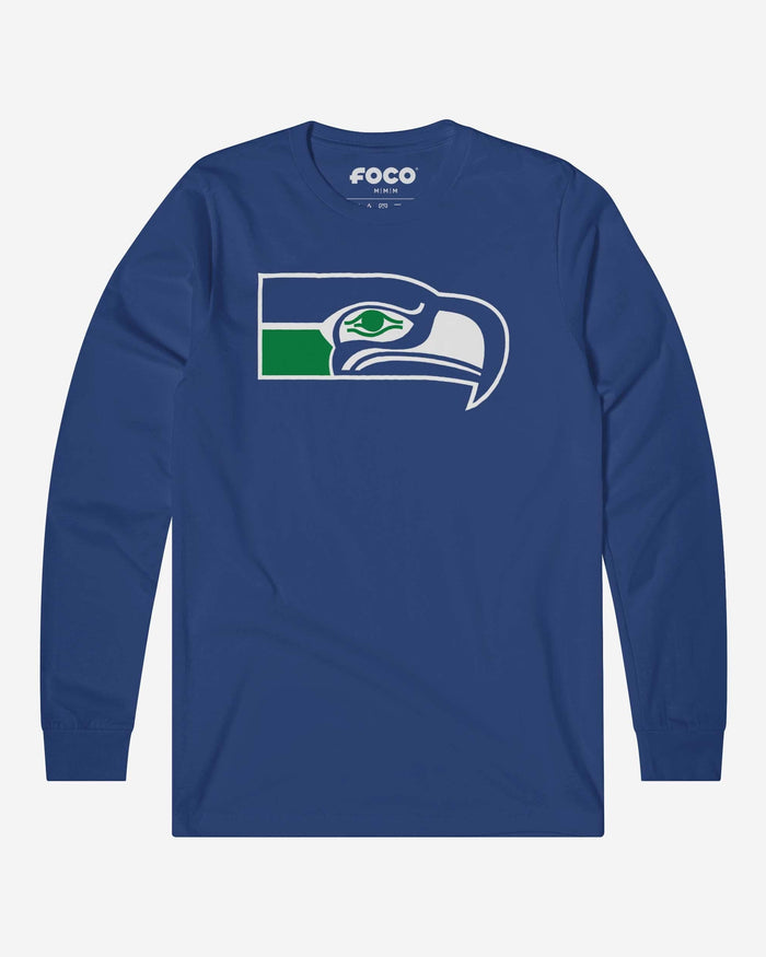 Seattle Seahawks 1976 Retro Logo Long Sleeve T-Shirt FOCO True Royal S - FOCO.com
