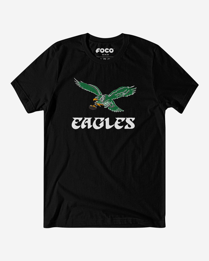 Philadelphia Eagles Retro Logo Lockup T-Shirt FOCO Black S - FOCO.com