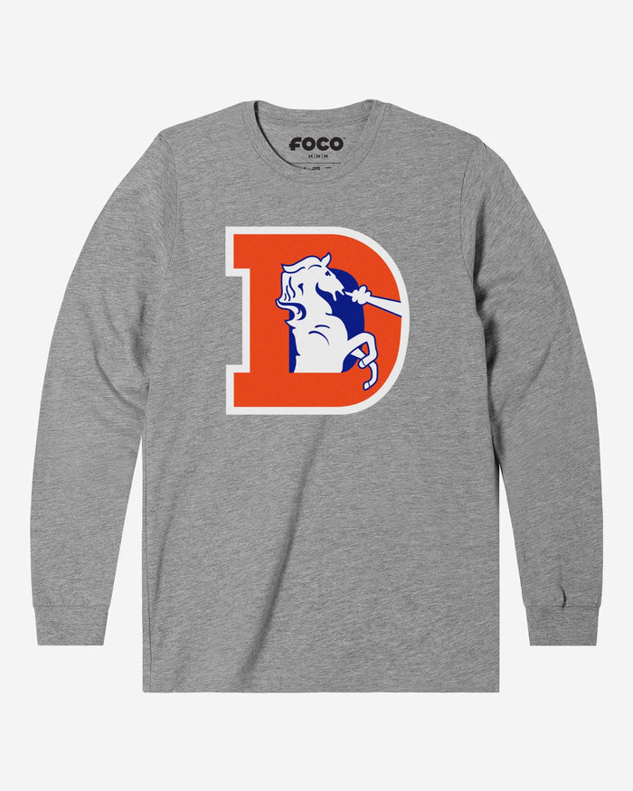 Denver Broncos 1993 Retro Logo Long Sleeve T-Shirt FOCO Athletic Heather S - FOCO.com