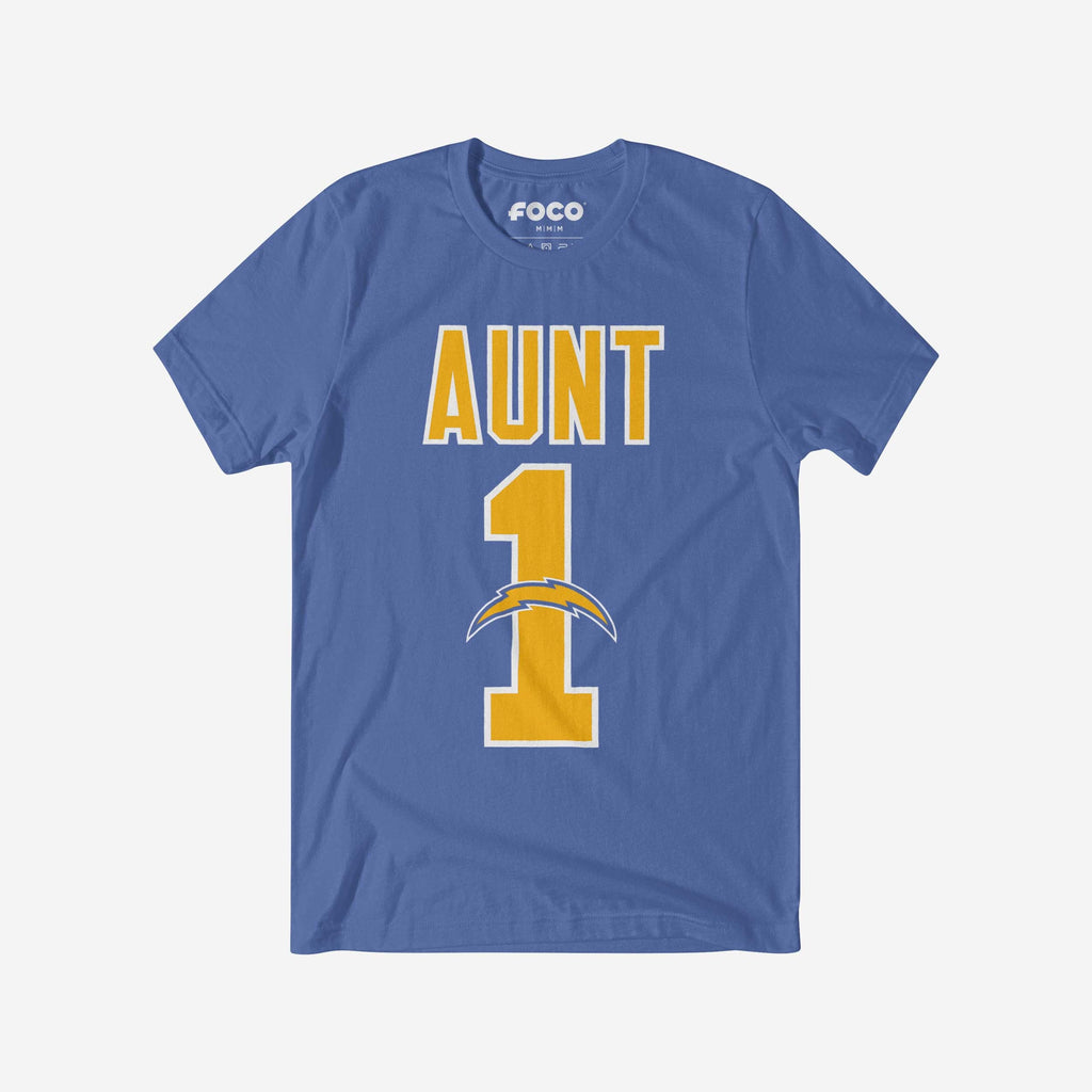 Los Angeles Chargers Number 1 Aunt T-Shirt FOCO S - FOCO.com