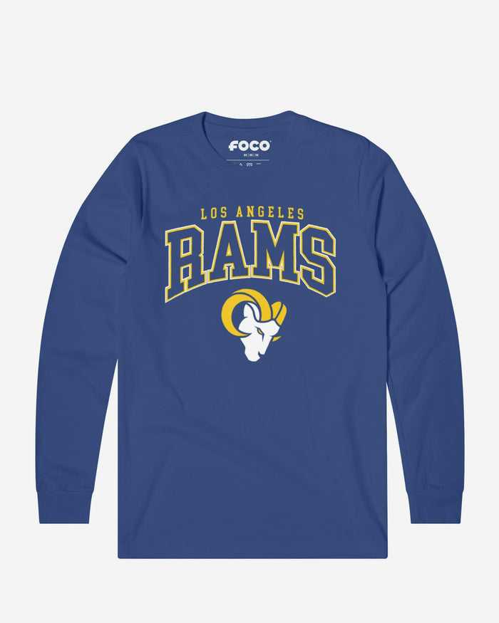 Los Angeles Rams Classic Arched Logo Long Sleeve T-Shirt FOCO True Royal S - FOCO.com