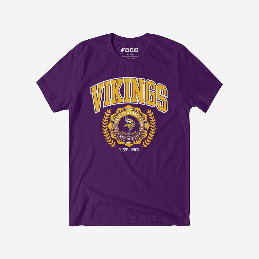 Minnesota Vikings Team Crest T-Shirt FOCO Team Purple S - FOCO.com
