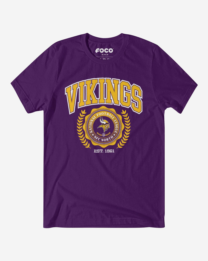 Minnesota Vikings Team Crest T-Shirt FOCO Team Purple S - FOCO.com