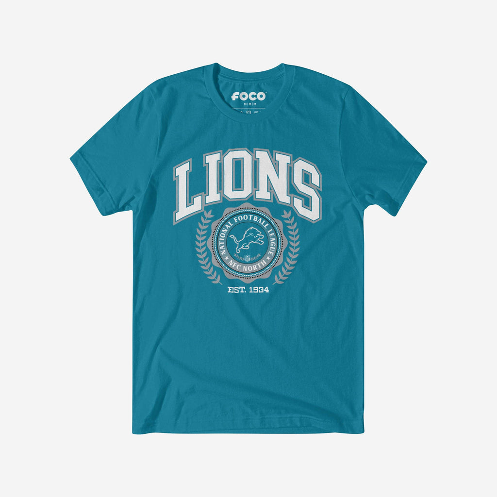 Detroit Lions Team Crest T-Shirt FOCO Neon Blue S - FOCO.com