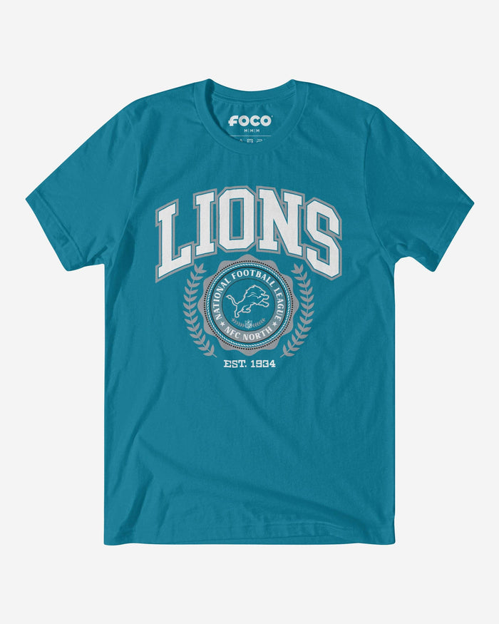 Detroit Lions Team Crest T-Shirt FOCO Neon Blue S - FOCO.com