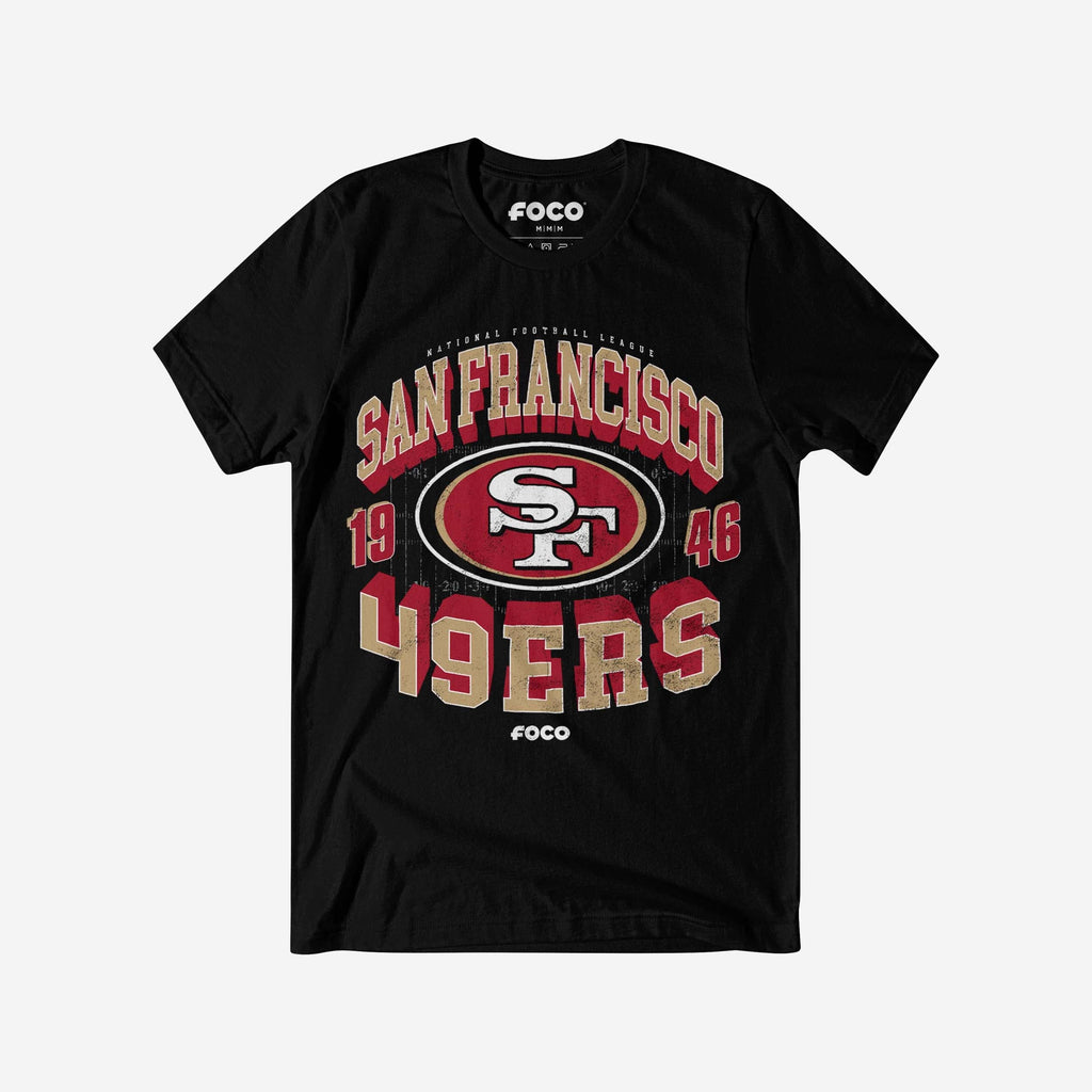 San Francisco 49ers Field Arched Wordmark T-Shirt FOCO Black S - FOCO.com