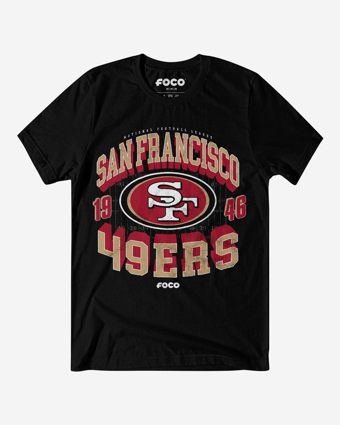 San Francisco 49ers Field Arched Wordmark T-Shirt FOCO Black S - FOCO.com