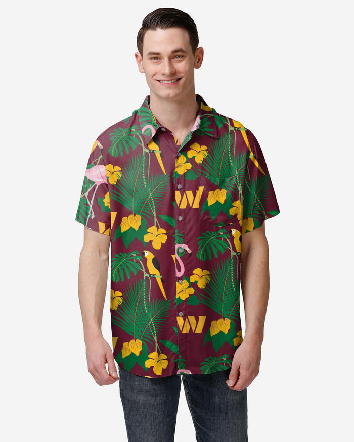 Washington Commanders Floral Button Up Shirt FOCO S - FOCO.com