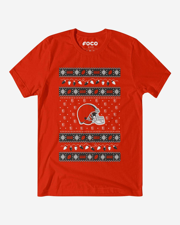 Cleveland Browns Holiday Lights Sweater T-Shirt FOCO S - FOCO.com