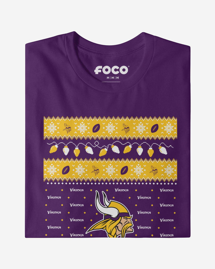 Minnesota Vikings Holiday Lights Sweater T-Shirt FOCO - FOCO.com