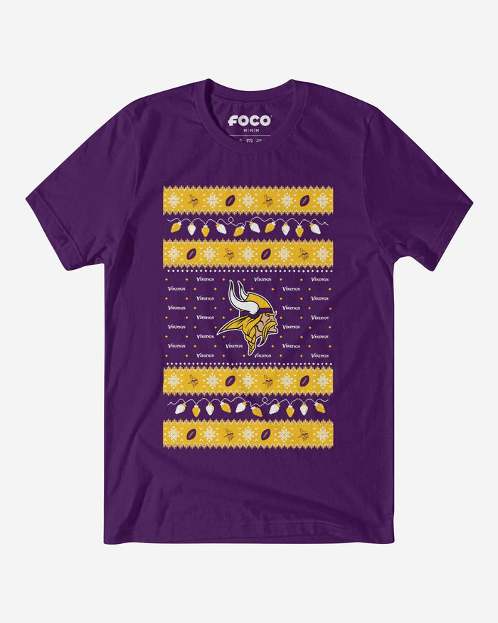 Minnesota Vikings Holiday Lights Sweater T-Shirt FOCO S - FOCO.com