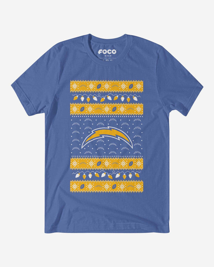 Los Angeles Chargers Holiday Lights Sweater T-Shirt FOCO S - FOCO.com