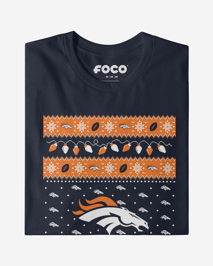 Denver Broncos Holiday Lights Sweater T-Shirt FOCO - FOCO.com