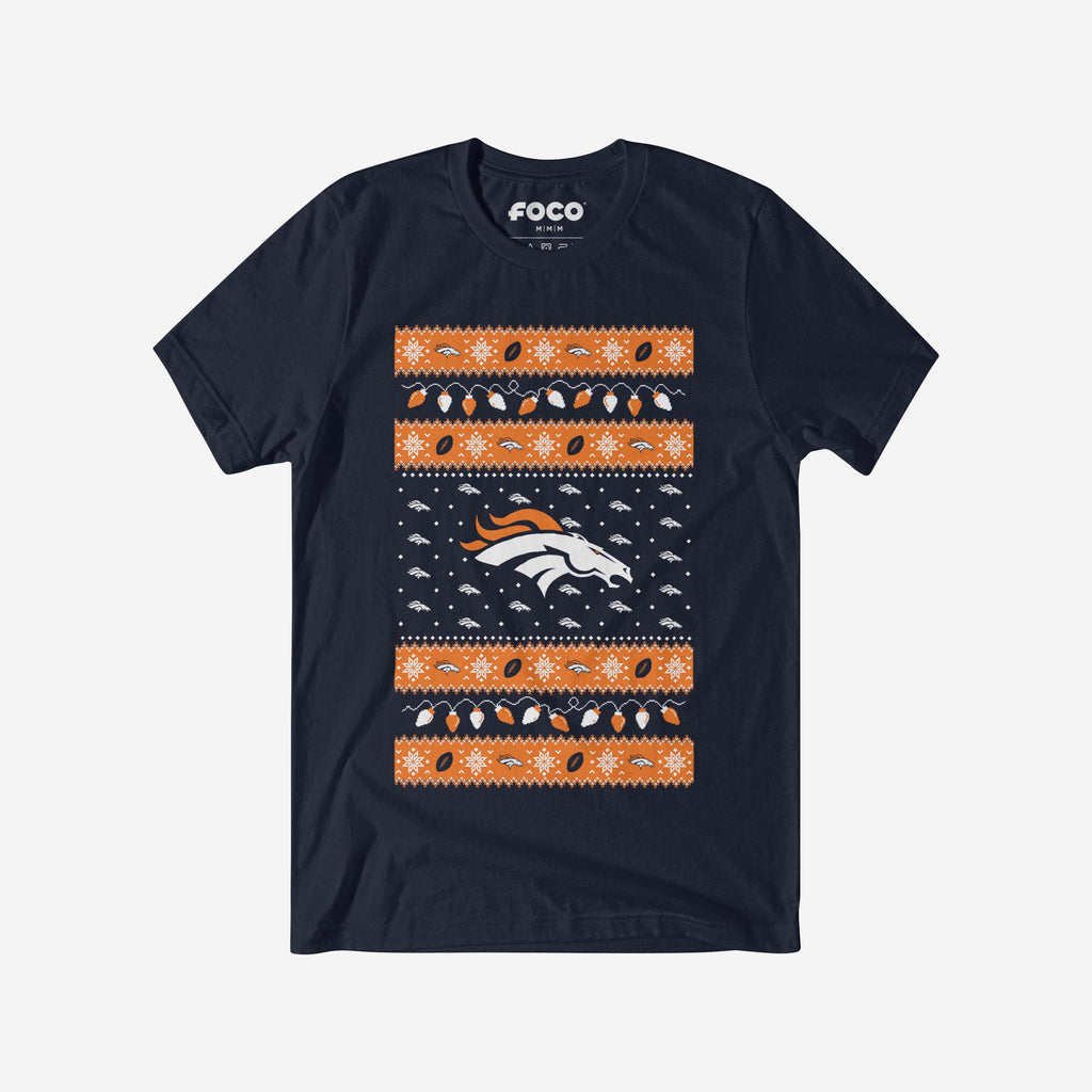 Denver Broncos Holiday Lights Sweater T-Shirt