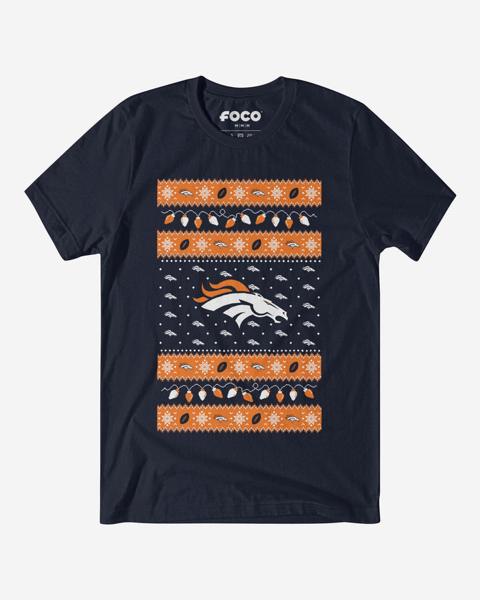 Denver Broncos Holiday Lights Sweater T-Shirt FOCO S - FOCO.com