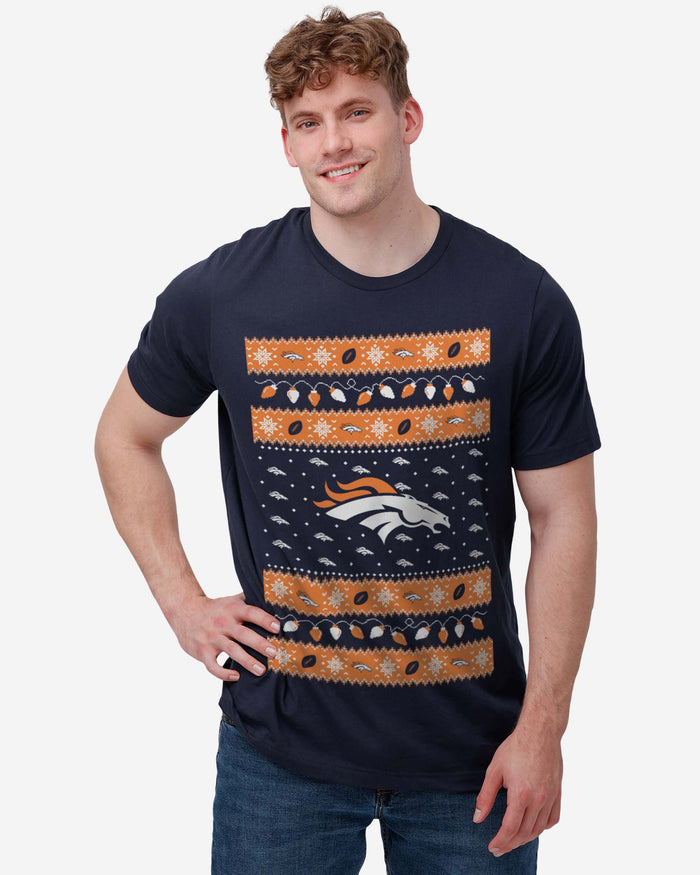 Denver Broncos Holiday Lights Sweater T-Shirt FOCO - FOCO.com