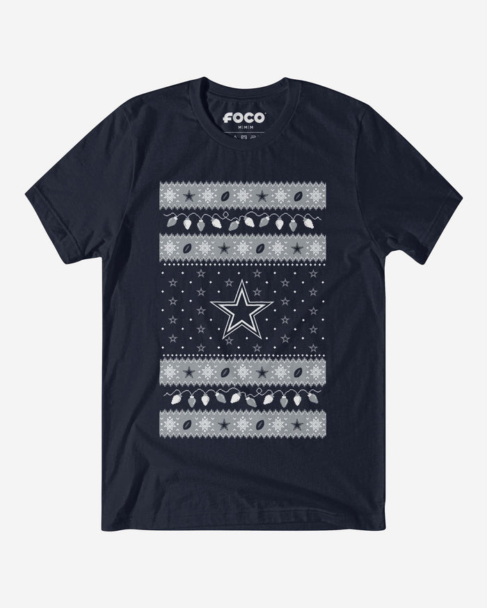 Dallas Cowboys Holiday Lights Sweater T-Shirt FOCO S - FOCO.com