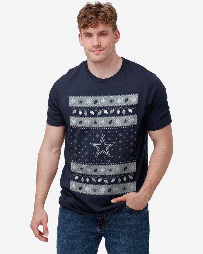 Dallas Cowboys Holiday Lights Sweater T-Shirt FOCO - FOCO.com