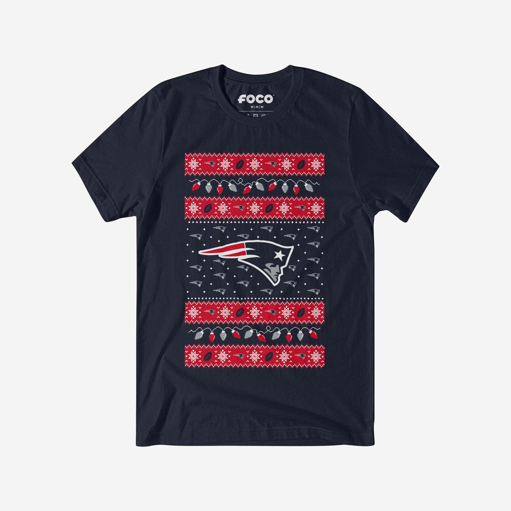 New England Patriots Holiday Lights Sweater T-Shirt