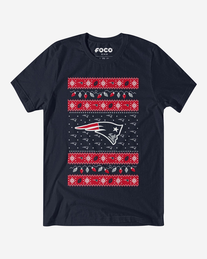 New England Patriots Holiday Lights Sweater T-Shirt FOCO S - FOCO.com