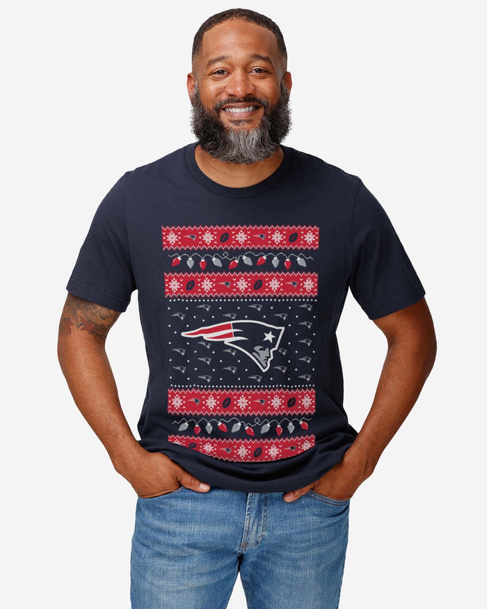 New England Patriots Holiday Lights Sweater T-Shirt FOCO - FOCO.com