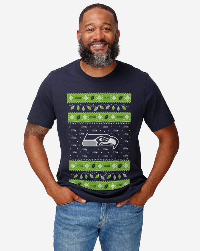 Seattle Seahawks Holiday Lights Sweater T-Shirt FOCO - FOCO.com