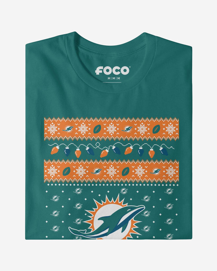 Miami Dolphins Holiday Lights Sweater T-Shirt FOCO - FOCO.com