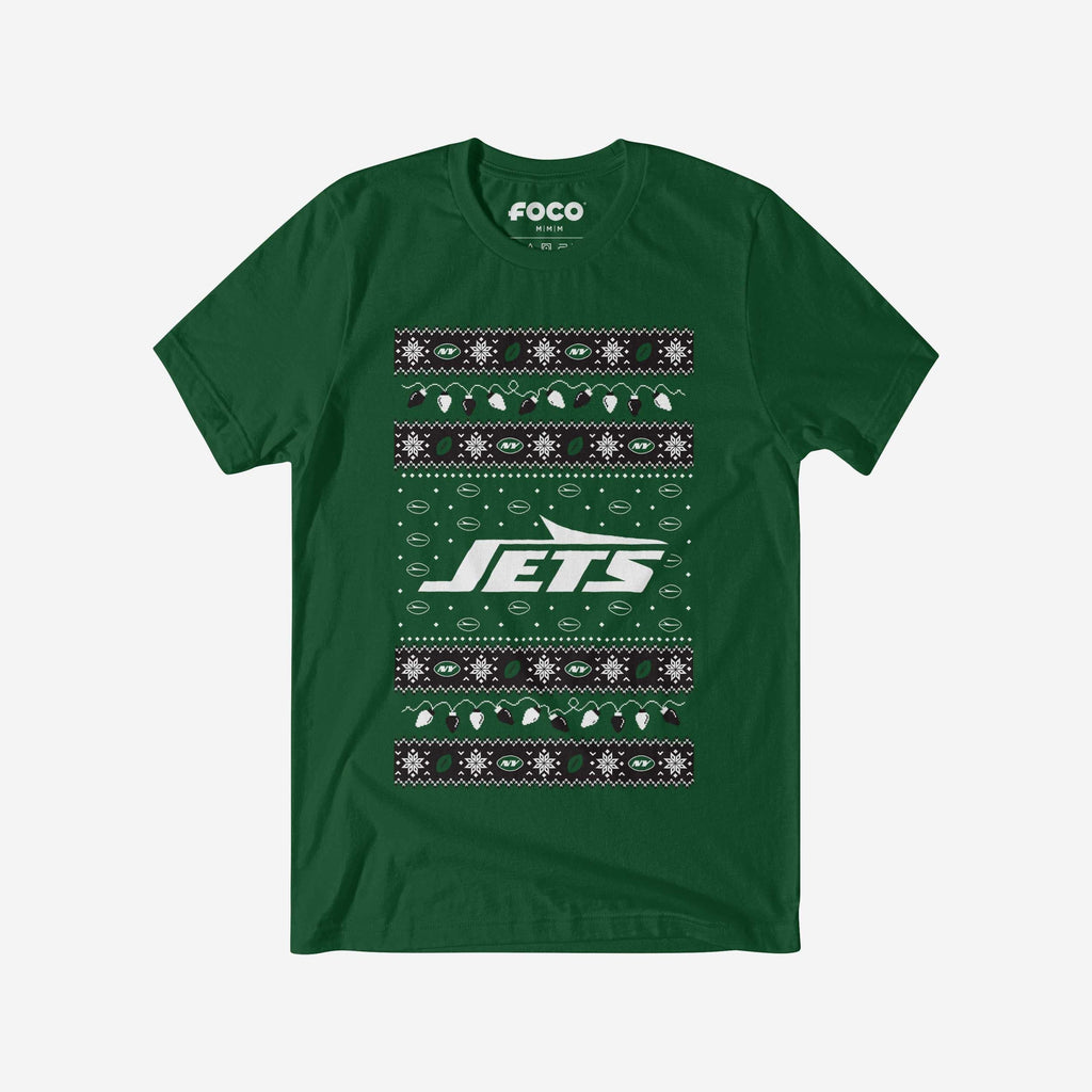 New York Jets Holiday Lights Sweater T-Shirt FOCO S - FOCO.com