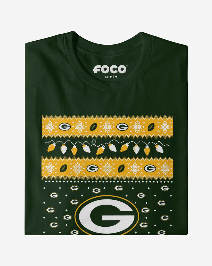 Green Bay Packers Holiday Lights Sweater T-Shirt FOCO - FOCO.com