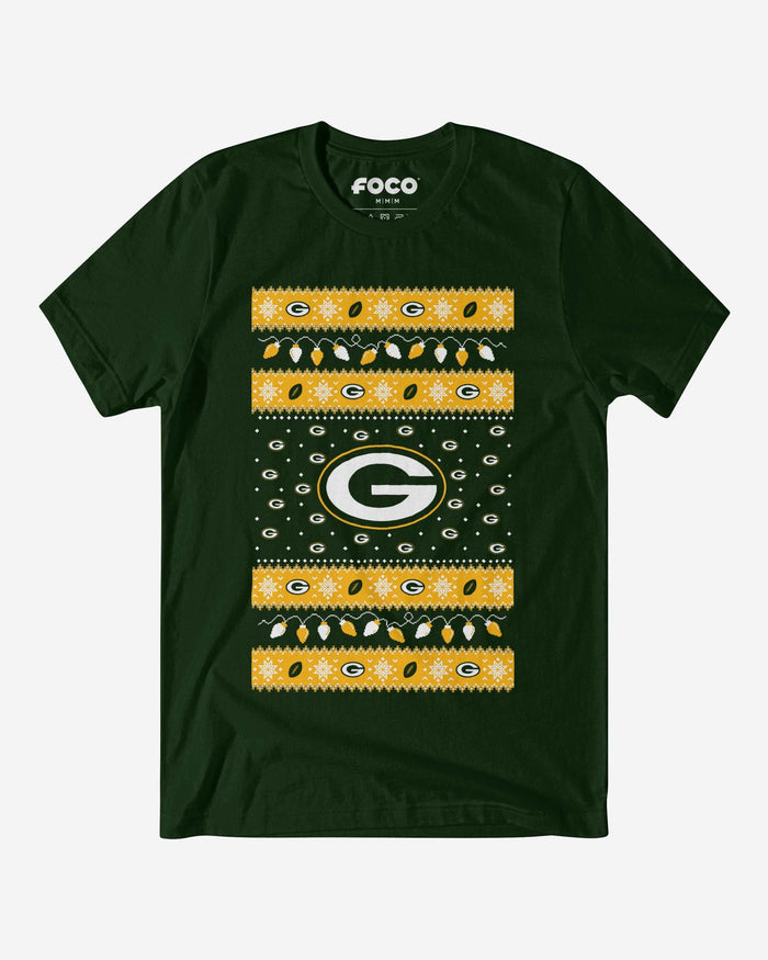 Green Bay Packers Holiday Lights Sweater T-Shirt FOCO S - FOCO.com