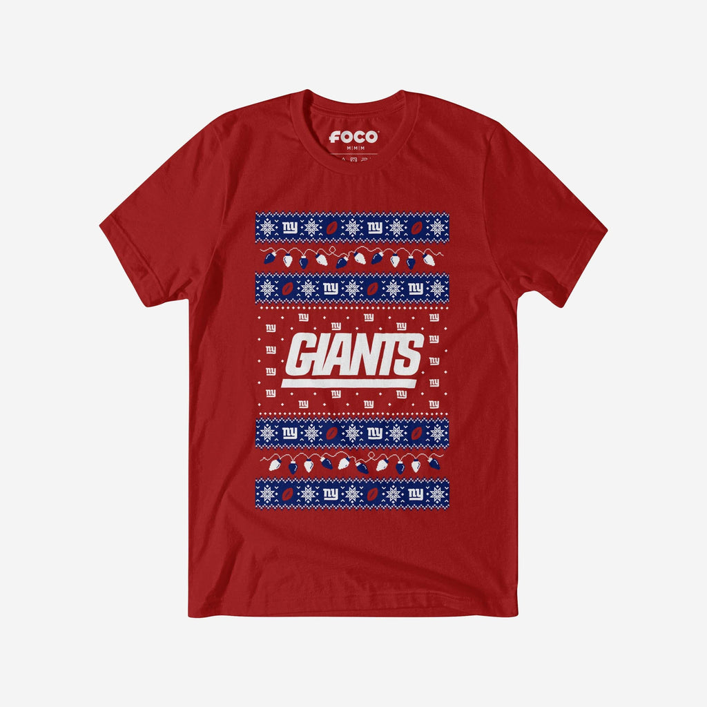 New York Giants Holiday Lights Sweater T-Shirt FOCO S - FOCO.com