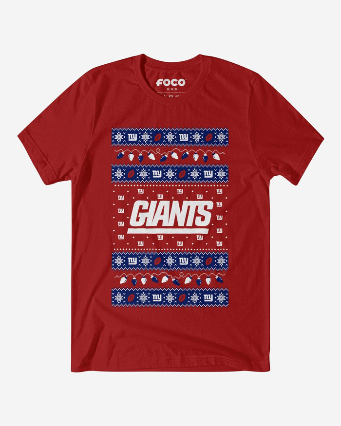 New York Giants Holiday Lights Sweater T-Shirt FOCO S - FOCO.com