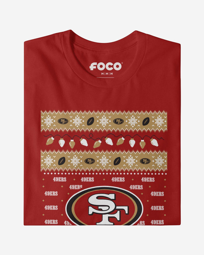 San Francisco 49ers Holiday Lights Sweater T-Shirt FOCO - FOCO.com