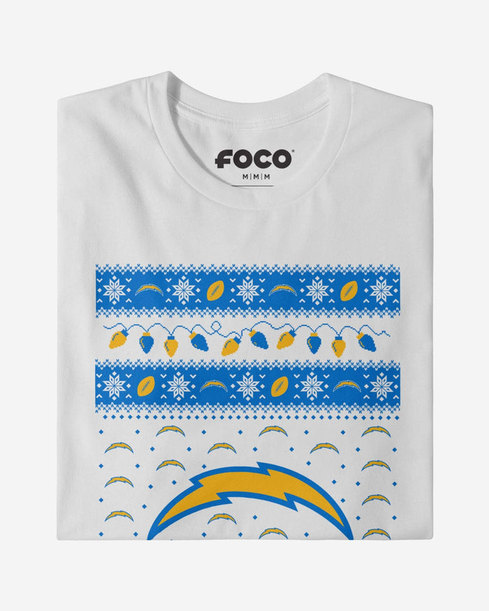 Los Angeles Chargers Holiday Lights Sweater T-Shirt FOCO - FOCO.com