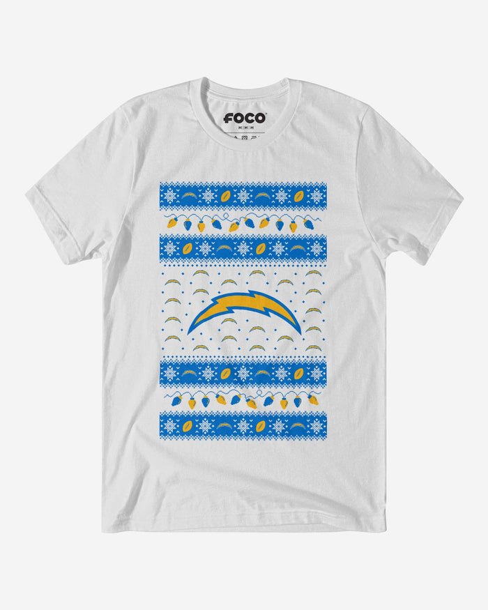 Los Angeles Chargers Holiday Lights Sweater T-Shirt FOCO S - FOCO.com