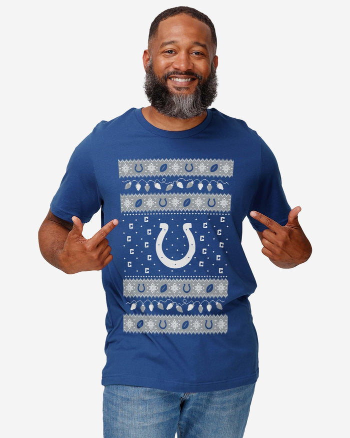 Indianapolis Colts Holiday Lights Sweater T-Shirt FOCO - FOCO.com