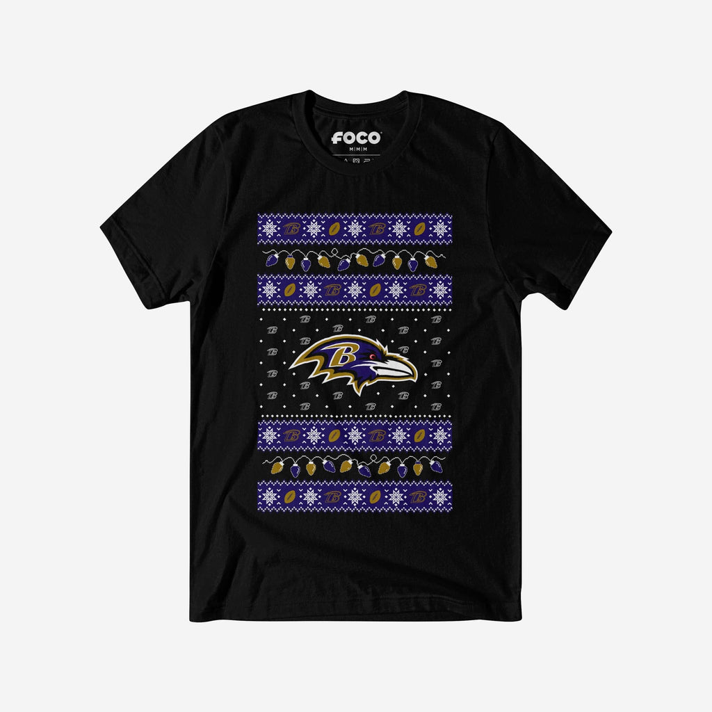 Baltimore Ravens Holiday Lights Sweater T-Shirt