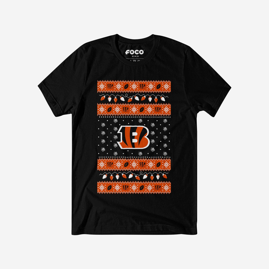 Cincinnati Bengals Holiday Lights Sweater T-Shirt FOCO S - FOCO.com