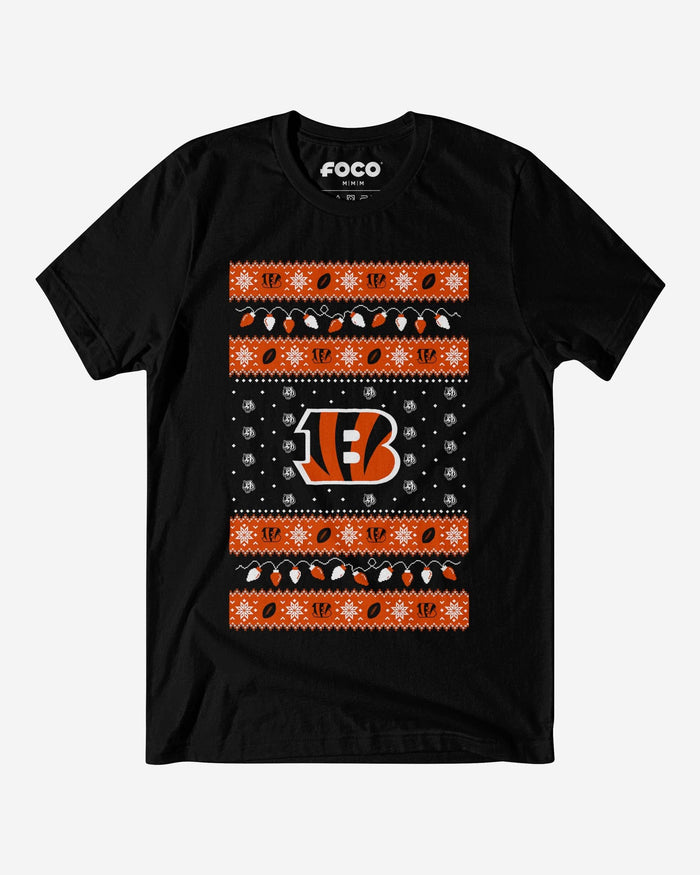 Cincinnati Bengals Holiday Lights Sweater T-Shirt FOCO S - FOCO.com